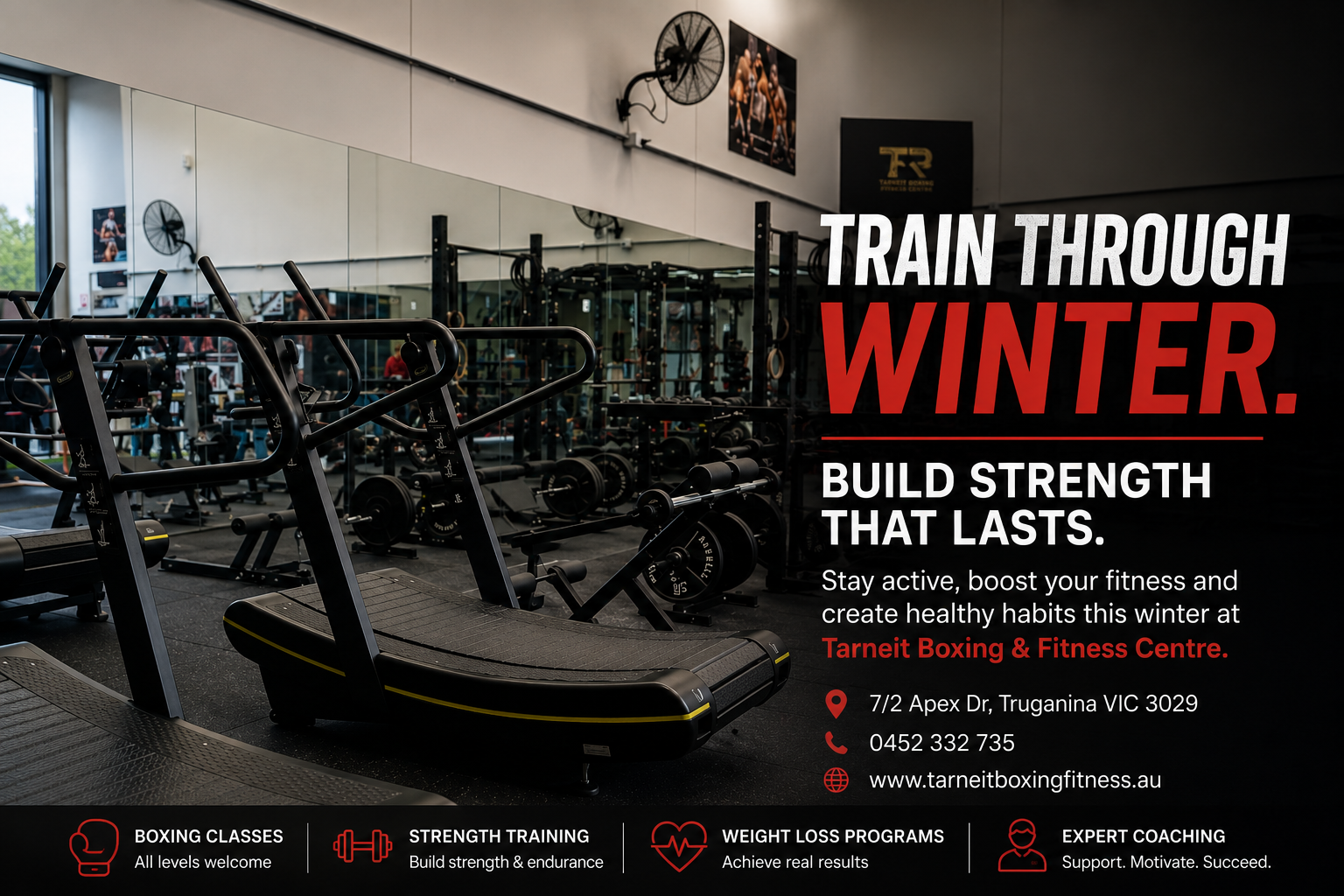 Members training at Tarneit Boxing & Fitness Centre during winter in Truganina.