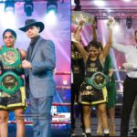 WIBA World Champion Urvashi Singh with championship belts at a boxing event