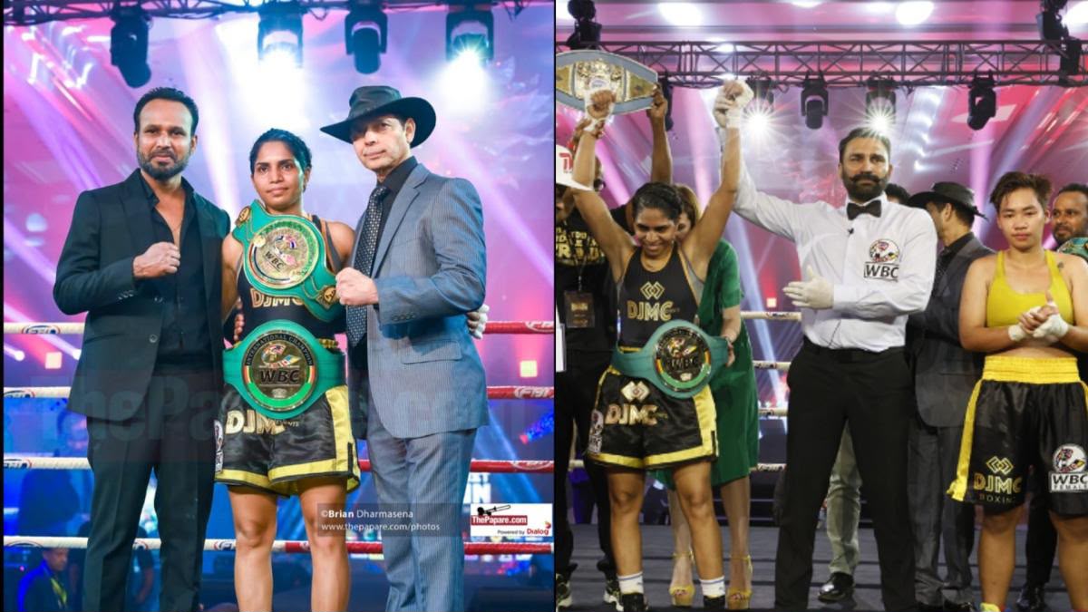 WIBA World Champion Urvashi Singh with championship belts at a boxing event